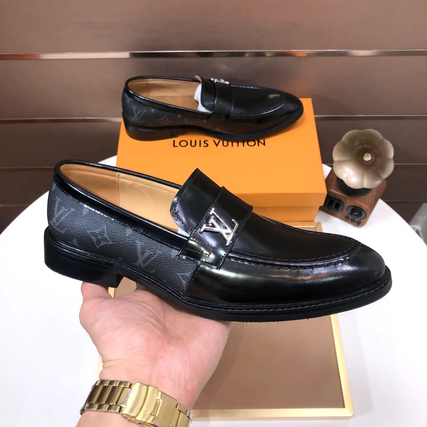 Men's shoes💰460💰【LOUIS VUITTON】(sheepskin lining) new cowhide LV formal shoes🎩🎩❗️🆘made one to one at the counter🎩original quality, imported cowhide upper➕full sheepskin lining➕original rubber outsole, {high quality visible}👣Size: 38-45 (45 custom-made)